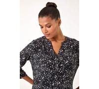Roman Women's Speckled Print Stretch Shirt in Grey | Size: 12