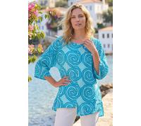Roman Women's Spiral Print Asymmetric Tunic Top in Blue | Size: Large