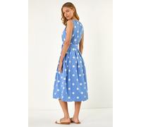 Roman Women's Spot Print Belted Midi Dress in Light Blue | Size: 20 Roman Light Blue 20