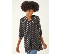 Spot Print Longline Buttoned Blouse Roman Black 12