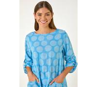 Roman Women's Spot Print Longline Tunic Top in Light Blue | Size: 10