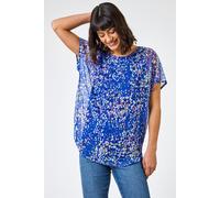 Roman Women's Spot Print Mesh Overlay Top in Blue | Size: 10 Roman Blue 10