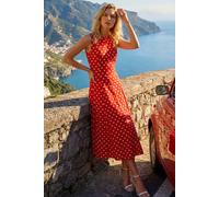 Roman Women's Spot Print Panel Midi Dress in Red | Size: 14 Roman Red 14