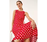 Roman Women's Spot Print Panel Midi Dress in Red | Size: 20 Roman Red 20