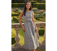 Spot Print Pleated Midi Dress Roman White 18