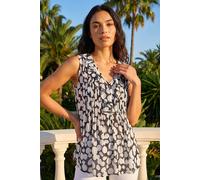 Roman Women's Spot Print Ruffle Front Buttoned Blouse in Black | Size: 10