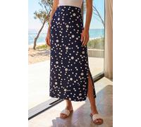Roman Originals Jersey Skirt for Women UK - Ladies Midi Maxi Floral Animal Print Autumn Winter Swing Smart Casual Office Cocktail Party Going Out Evening Holiday Cruise - Spot Navy - Size 18