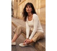 Roman Women's Square Neck Ribbed Knit Top in Ivory | Size: 18 Roman Ivory 18
