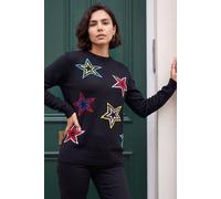 Roman Women's Star Crew Neck Knit Jumper in Black | Size: 16