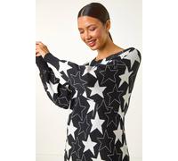 Roman Women's Star Print Long Sleeve Knit Jumper in Black