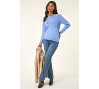 Roman Women's Stitch Heart Knit Jumper in Blue | Size: 16 Roman Blue 16