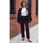 Roman Straight Leg Ponte Stretch Trouser for Women UK Ladies Pull on Bottoms Smart Autumn Winter Evening Work Office Business Formal Inteview Party Night Going Out Event - Noir - Size 18