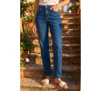 Roman Originals Stretch Straight Leg Jeans for Women UK - Ladies Cotton Denim Trousers Stretchy Office Work Casual Smart High Rise Elasticated Waist Regular Cut Pants - Indigo - Size 20