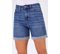 Roman Denim Shorts with Pockets for Women UK Ladies Mom Jeans Boyfriend Boy High Waisted Turned Frayed Hem Stretchy Cotton Casual Slim Skinny Pants Mother Holiday - Denim - Size 16