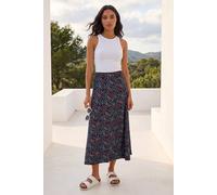 Roman Jersey Skirt for Women UK - Ladies Midi Maxi Floral Animal Print Autumn Winter Swing Smart Casual Office Cocktail Party Going Out Evening Holiday Cruise - Ditsy Floral Purple - Size 12