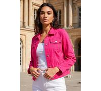 Roman Originals Stretch Jacket for Women UK - Ladies Denim Jean Summer Coat Bengaline Casual Smart Utility Trucker Biker Fitted Classic Work Spring Soft Vintage - Pink - Size 20