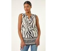 Roman Women's Stripe Border Print V-Neck Vest in Ivory | Size: 14 Roman Ivory 14