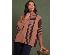 Roman Women's Stripe Colour Block Jumper in Chocolate | Size: 16 Roman Chocolate 16