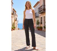 Roman Women's Stripe Print Bootleg Trouser in Black | Size: 16 Roman Black 16