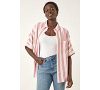 Roman Women's Stripe Print Button Detail Shirt in Light Pink | Size: 18 Roman Light Pink 18
