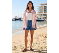 Stripe Print Button Detail Shirt Roman Light Pink 20