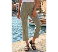 Roman Women's Stripe Print Crop Bootleg Trouser in Khaki | Size: 10 Roman Khaki 10