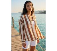 Stripe Print Relaxed Button Shirt Roman Brown 18