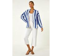 Roman Women's Stripe Print Relaxed Button Shirt in Navy | Size: 14 Roman Navy 14