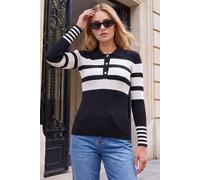 Roman Women's Stripe Rib Knit Jumper in Black | Size: 16