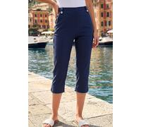 Roman Women's Stripe Side Seam Cropped Trousers in Navy | Size: 18