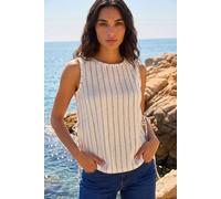 Roman Women's Stripe Side Tie Detail Top in Ivory | Size: 20