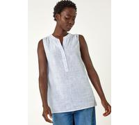 Roman Women's Stripe V-Neck Vest Top in Light Blue | Size: 12 Roman Light Blue 12