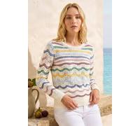 Roman Women's Stripe Wave Knit Jumper in Ivory | Size: 18