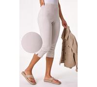 Roman Women's Striped Cropped Stretch Trouser in Stone | Size: 18 Roman Stone 18