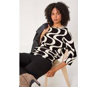 Roman Women's Swirl Print Stretch Top in Black | Size: 10