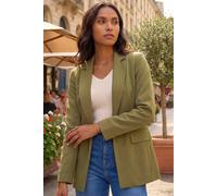 Roman Originals Tailored Collar & Revere Blazer for Women UK - Ladies Everyday Autumn Winter Comfy Soft Evening Vacation Work Party Night Out - Olive - Size 10