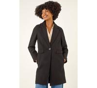 Roman Originals Tailored Longline Coat for Women UK - Ladies Everyday Autumn Winter Collar & Revere Comfy Soft Evening Vacation Work Party Night Out - Black - Size 14