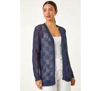 Roman Women's Tape Knit Cotton Blend Cardigan in Navy | Size: 20 Roman Navy 20