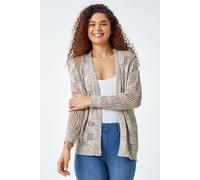 Roman Originals Tape Knit Cotton Blend Cardigan for Women UK - Ladies Everyday Holiday Spring Summer Comfy Soft Evening Vacation Work Party - Multi - Size 14