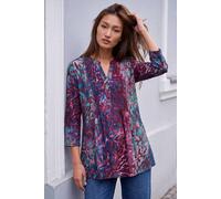 Roman Women's Textured Burnout Print Shirt in Burgundy | Size: 18