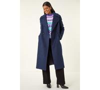 Roman Textured Buttoned Boucle Coat In Navy Navy 10