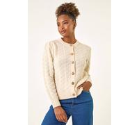 Roman Women's Textured Buttoned Knit Cardigan in Ivory | Size: 10 Roman Ivory 10