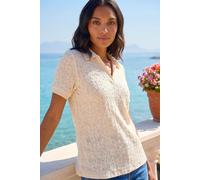 Roman Women's Textured Collar V-Neck Top in Natural | Size: 16 Roman Natural 16