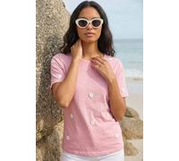 Roman Women's Textured Floral Stretch T-Shirt in Pink | Size: 18
