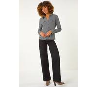 Roman Women's Textured Geo Print Stretch Shirt in Black | Size: 20