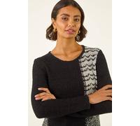 Roman Women's Textured Knit Jumper in Black | Size: 16 Roman Black 16