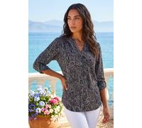 Roman Women's Textured Paisley Print Stretch Blouse in Grey | Size: 10