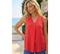 Roman Women's Textured Pleat Front Vest Top in Coral | Size: 10