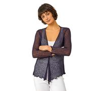 Roman Women's Textured Pointelle Detail Shrug in Navy | Size: 18 Roman Navy 18