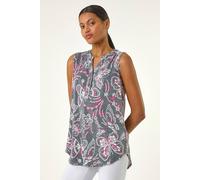Roman Women's Textured Print Vest Top in Grey | Size: 18 Roman Grey 18